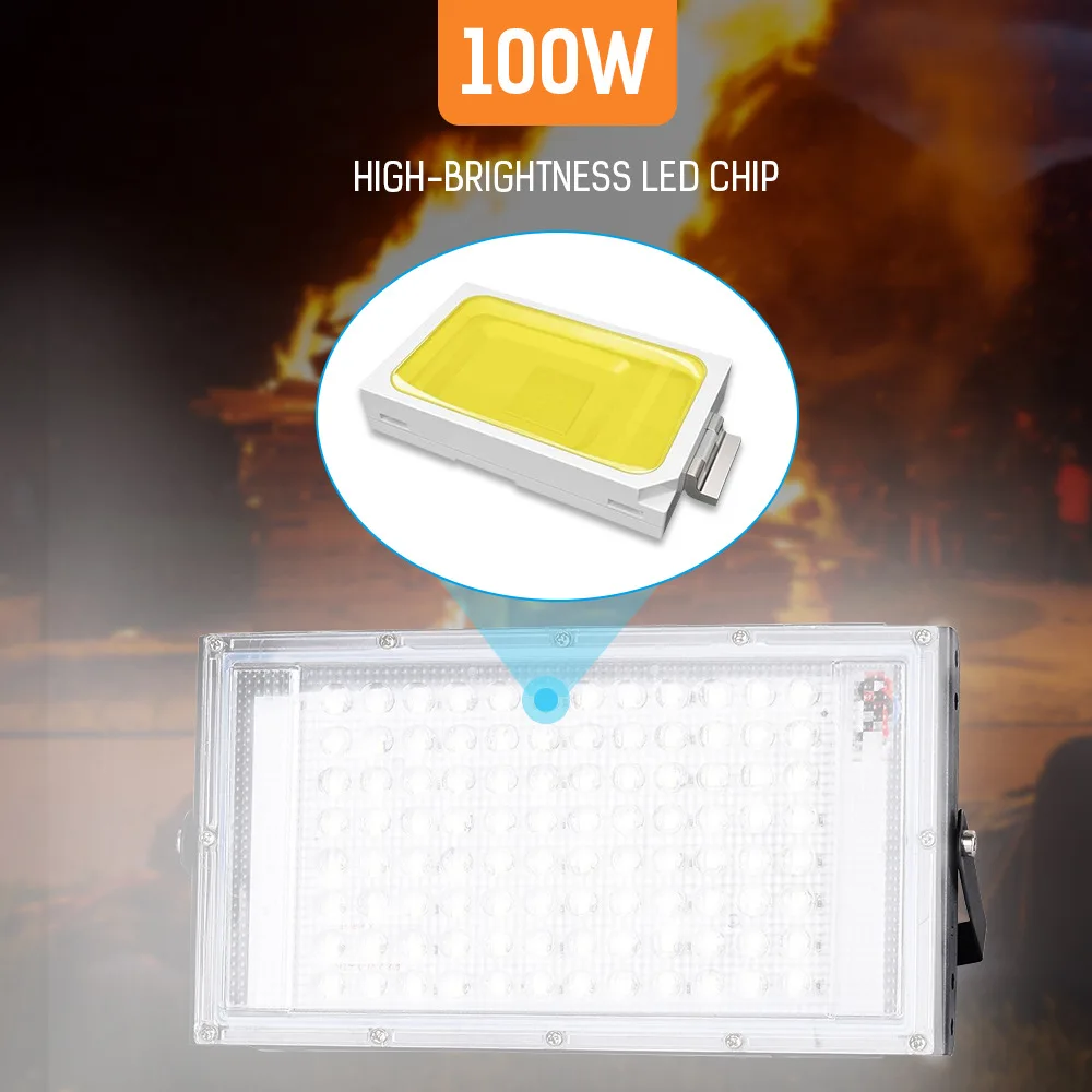 LED Floodlights LED Floodlights 50/100W Waterproof Led White DC 12V /RGB AC 220V Flood Light Street Lamp Emergency Outdoor Lighting Illumination