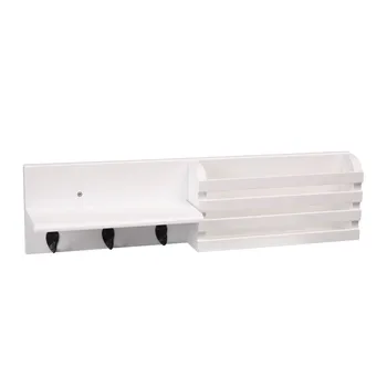 

Wall Mounted Mail Holder Wooden Mail Sorter Organizer Coat Rack Shelf Wall Shelf Book Column with 3 Key Hooks 24 x 6 inch White