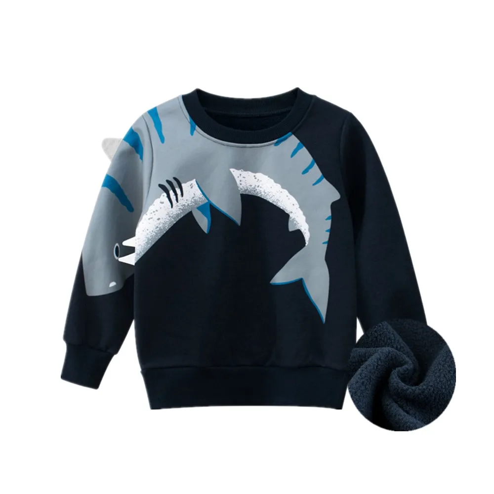 2025 Winter Kids Sweatshirts Coat for Boys Girls 3D Shark Cartoon