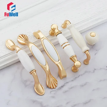 Furniture Handle Ceramic Cabinet Handle Pulls Single Hole96mm128mm Hole Pitch Kitchen Cupboard Drawer Furniture Door Handle