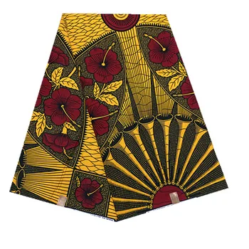 

New Arrivel Yellow High Quality African Wax Fabric 100% Cotton Fabric 6yards Nigerian Style Ankara Fabric Sewing Wedding N831-6