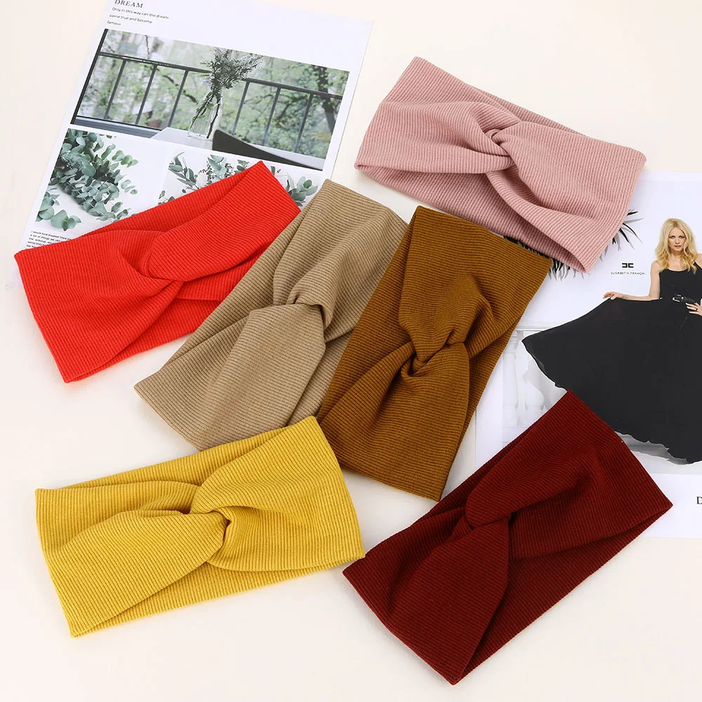 Cotton Elastic Knot Headbands Hair Accessories For Baby Girl Twist Cross Hairband Makeup Head Band 2020 Women Fashion Hair Ties