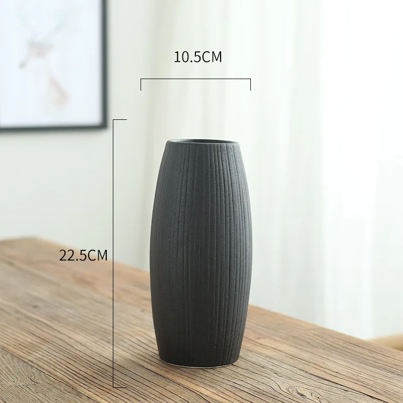 Керамическая ваза простой, маленький, черный керамика гостиной декоративный цветок для дома расположение Японский современный черный - Цвет: B