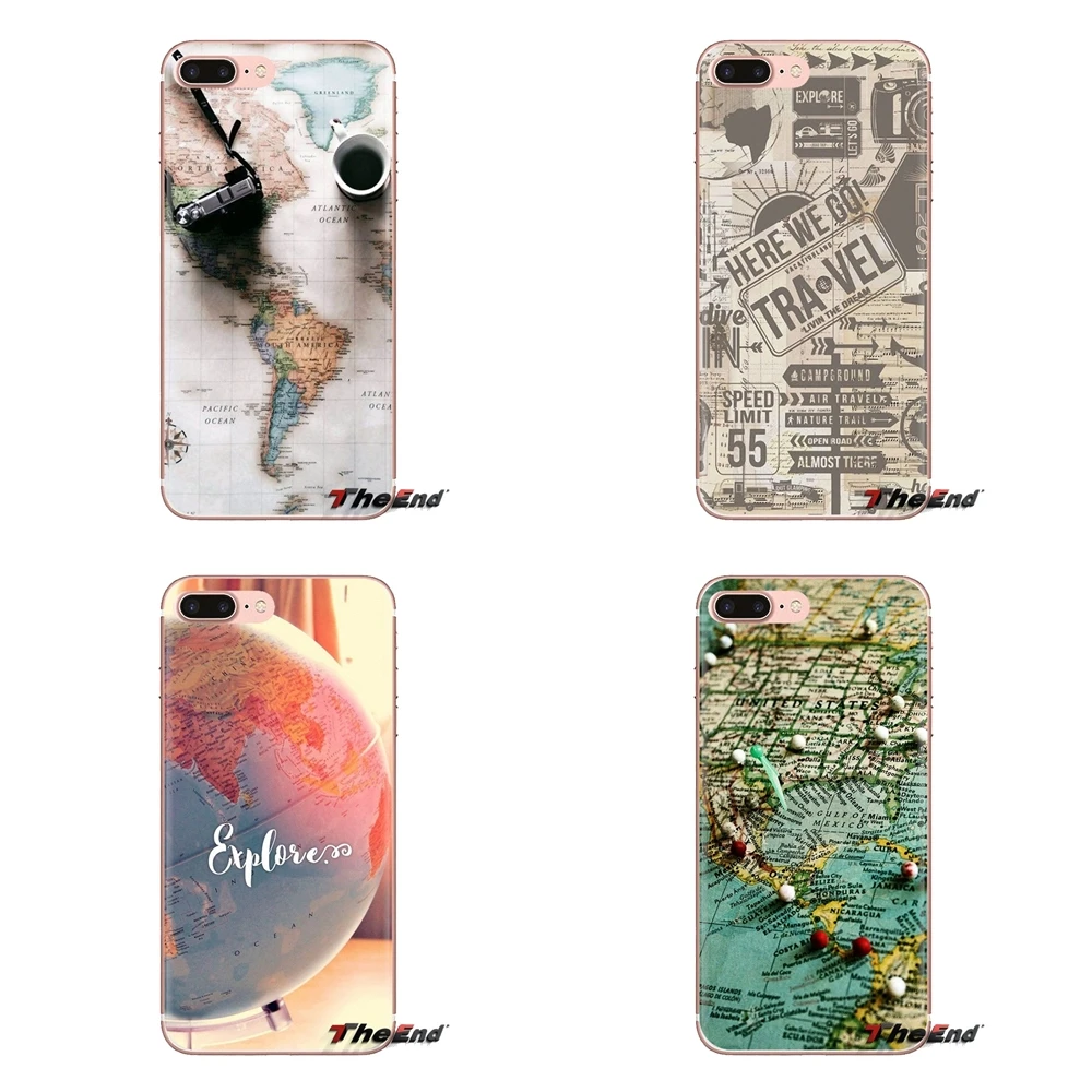 Silicone Phone Covers World Map Travel Plans For Huawei Honor 7X V10 6C V9 6A Play 9 Mate 10 Pro Y7 Y5 P8 P10 Lite Plus GR5 2017 |