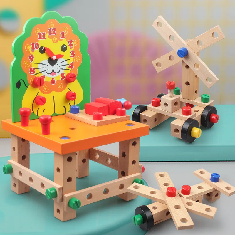 

Children Wooden Disassembly Luban gong ju yi Multi-functional Combination Assembled Building Blocks Training Parent And Child In
