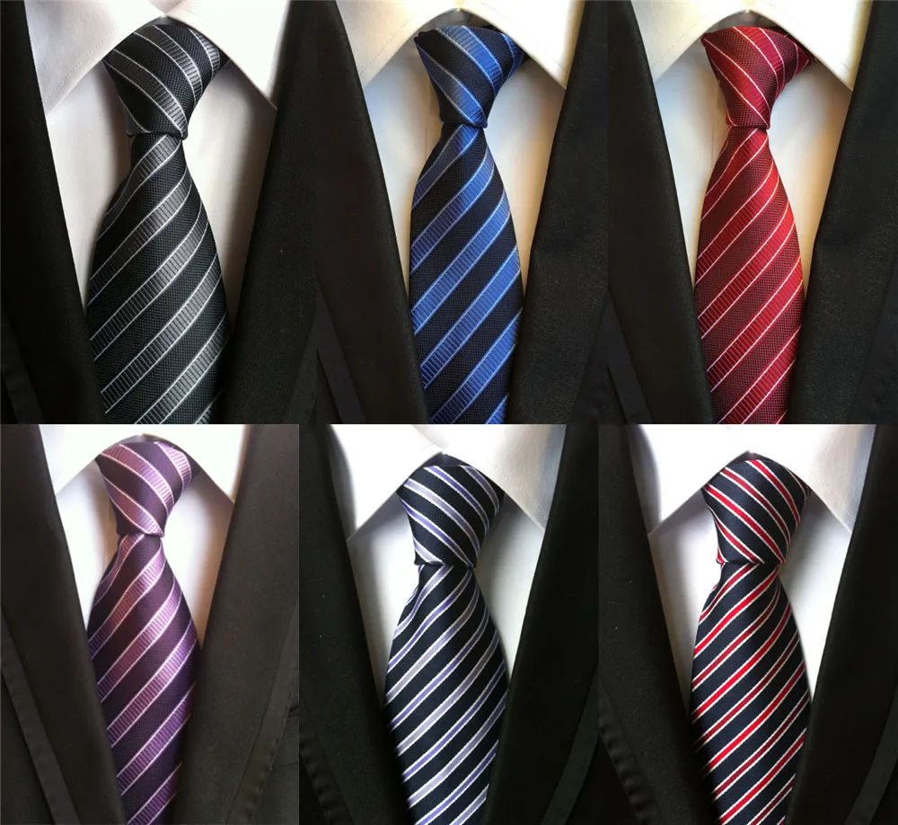 DQT Woven Thin Stripe Black Red Formal Casual Mens Classic Tie 