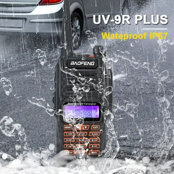 

Baofeng UV 9R Plus Ham Radio Waterproof IP67 Dual Band VHF UHF FM 8W 128CH Walkie Talkie UV-9R Plus with handsfree