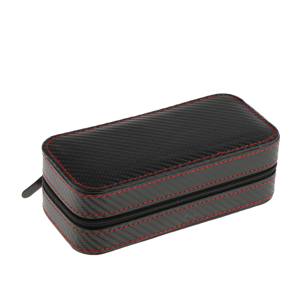 PU Leather Watch Display Box Zip Case Portable Travel Storage Wristwatch Organizer