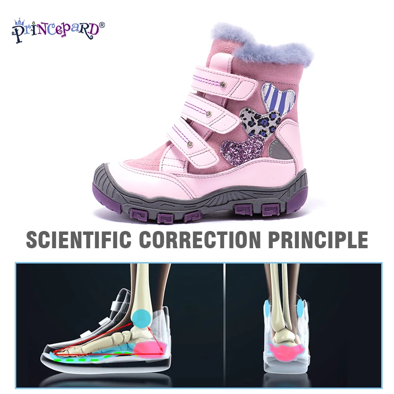 Princepard натуральный мех Натуральная кожа orhopedic обувь для мальчиков девочек 22-36 размер новая зимняя ортопедическая обувь для дети