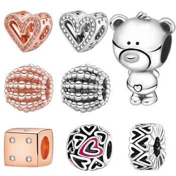 

2020 Valentine's New 925 Sterling Silver Beads Sparkling Heart Charm fit Original European Bracelets Women DIY Jewelry