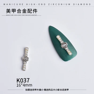 K037 Серебряный 5 шт. Птица/Сердце/Любовь Купидон дизайн ногтей циркон Длинная цепочка Кулон Ювелирные изделия ногтей циркон алмаз ногтей циркон украшения - Цвет: K037