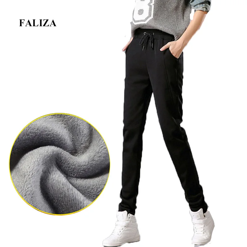 FALIZA, новинка, женские зимние штаны на шнурке, шаровары, женские теплые толстые мягкие шерстяные спортивные штаны, женские брюки, женские штаны CK006