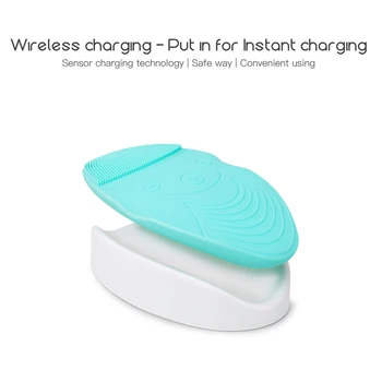 

Wireless Charging Silicone Facial Cleansing Brush Waterproof Electric Ultrasonic Cleaning Face Brush Massager Pores Cleaner 45