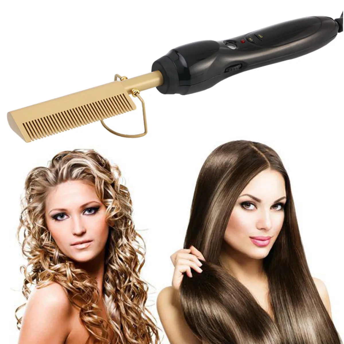 

Straightener High Heat Press Comb Hot Straightening Electric Comb Environmentally Friendly Titanium Alloy Wet /Dry Electric Comb