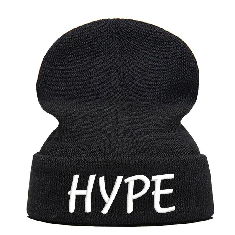 Шапка бини HYPE Skullie вязаная шапка носок Осень зима вышивка в стиле панк для мужчин