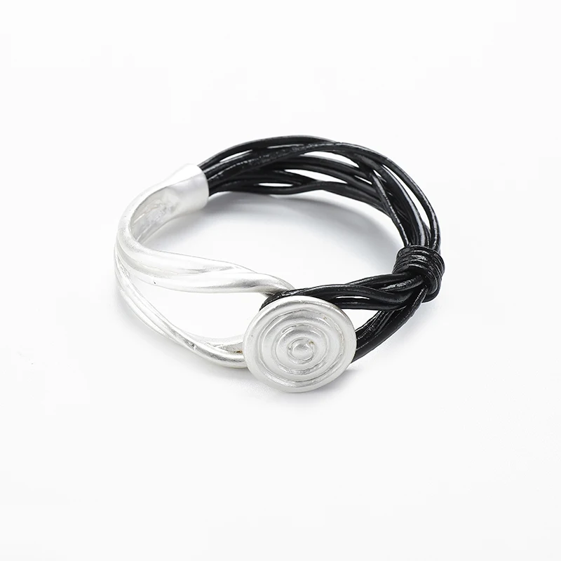 G.YCX, новинка, мужская кожаная цепочка-браслет в виде веревки, нержавеющая сталь, панк стиль, серебряный цвет, браслет для женщин, мужчин, Ретро стиль, мужская плетеная бижутерия