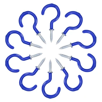 

uxcell Ceiling Hooks Vinyl Coated Screw in Wall Hooks for Plant Kitchen Cup Hooks 1-1/4 Blue 50Pcs