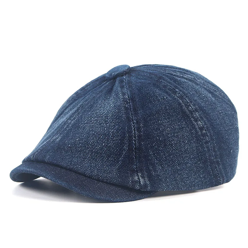 Cotton Denim Beret Hat Men Women 2022 Fashion Spring Vintage Boinas Para Hombre Peaky Blinders Newsboy Flat Caps Octagonal Hats painter beret hat