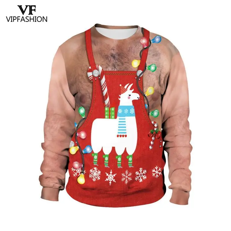 ВИП Мода 2019 унисекс Уродливый Рождественский свитшот для отпуска с 3D принтом