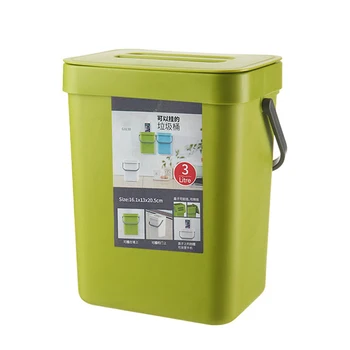 

Kitchen Hanging Type Trash Can Home Bedroom Bathroom Wall-mounted Plastic Square Garbage Can FPing