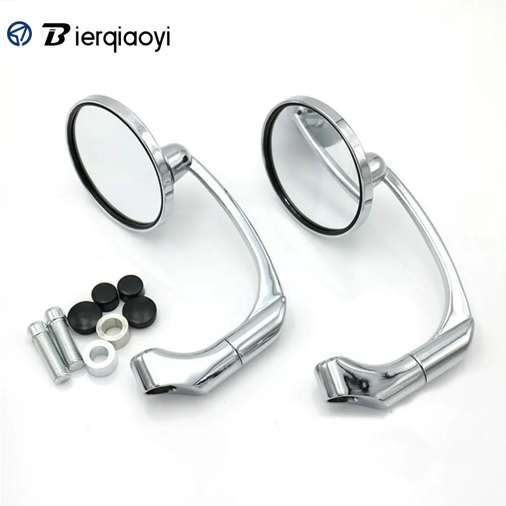 

For Harley Motorcycle Round Mirror Chrome Retro Rear Mirrors Handle Bar End Rearview Side Mirror Chopper Scooter Cafe Racer