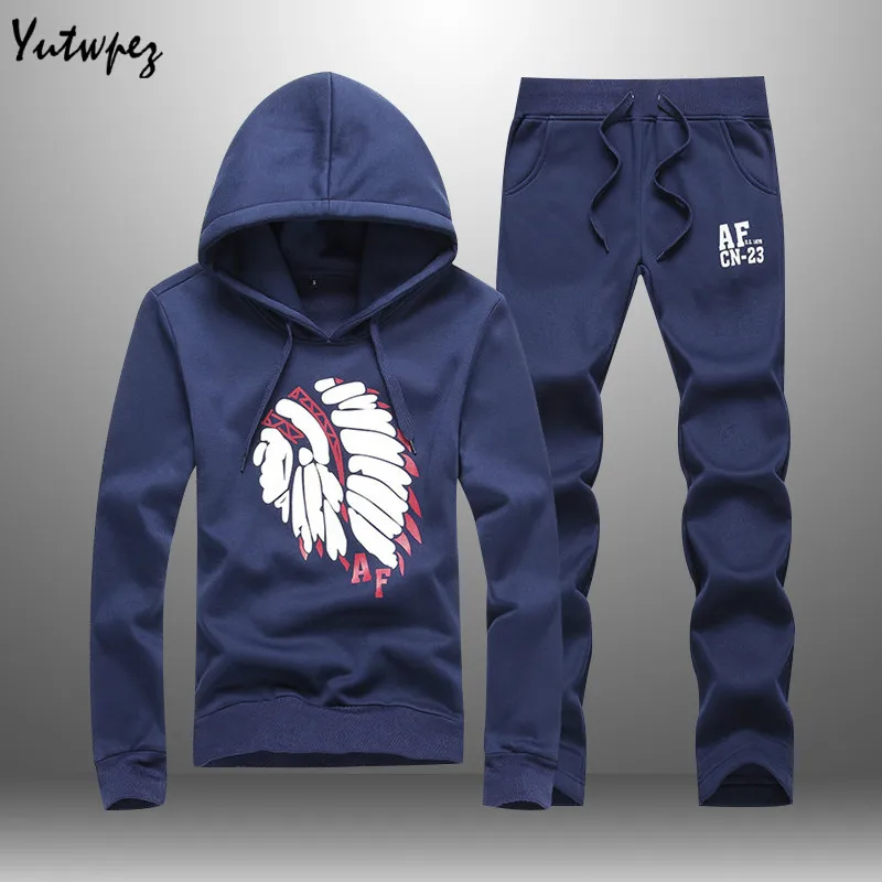 

Fashion Tracksuit Set Men Casual 2019 Jogger Sports Sportswear Suits Spring Autumn Two Pieces Hoodies Pants Sets Male Sweat Suit