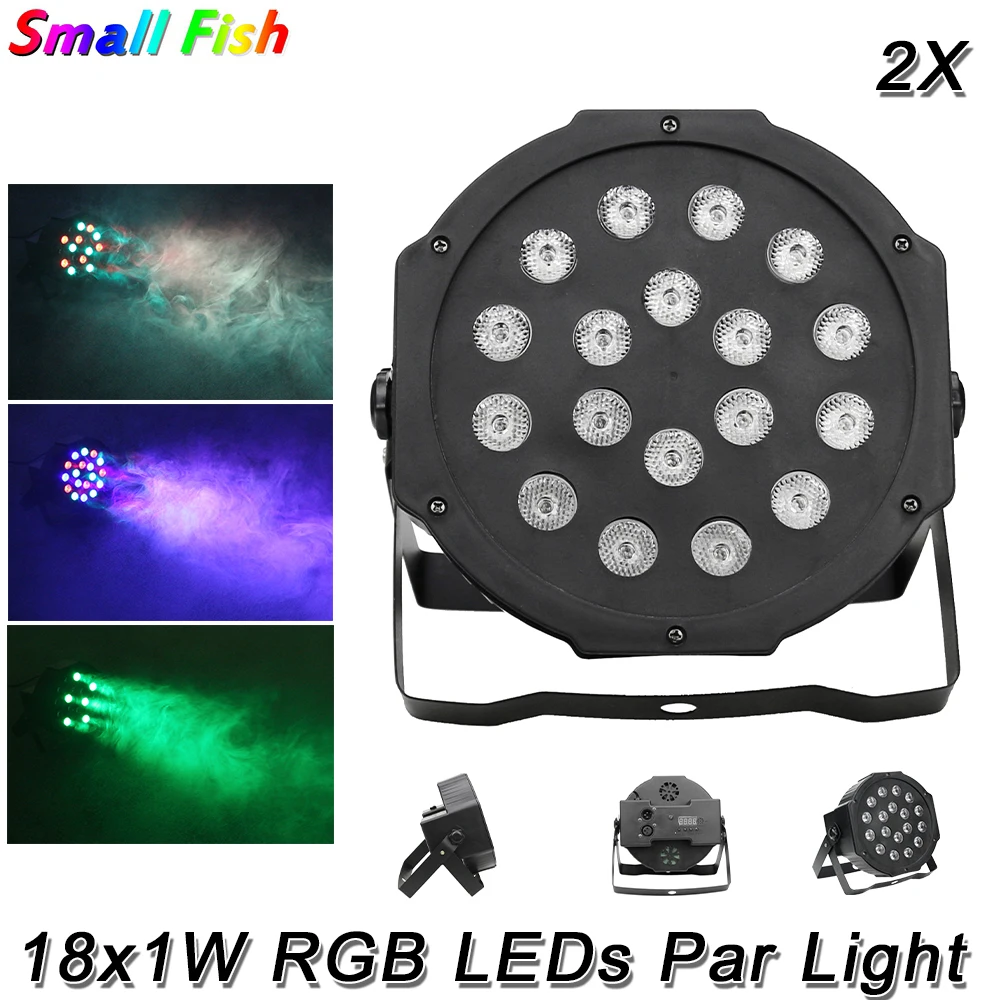 

2Pcs/Lot DMX Controller 18X1W RGB Flat Par Light Stage Strobe Light World DJ Disco Bar Christmas Party Wedding Beam Projector