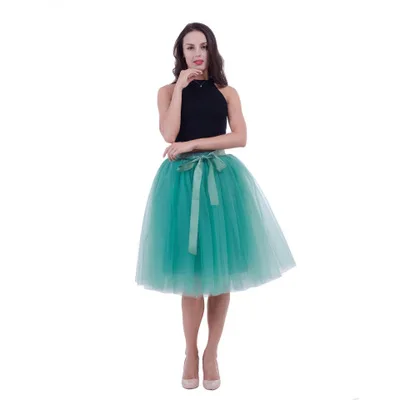 light green 5 слоев Тюлевая юбка для женщин Летнее бальное платье миди юбки для женщин Высокая талия пачка плиссированные Faldas для женщин Школа СОлНЦе Jupe - Цвет: light green