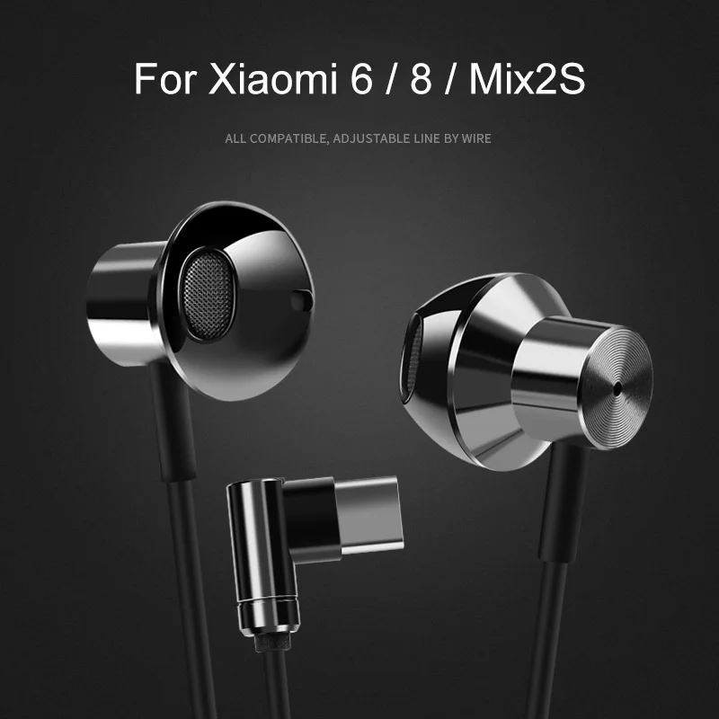 

earphone for Xiaomi mix2s mi 6 / 8 in ear wired with microphone type-c mobile phone