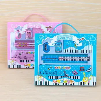 

Music Piano Note Pencil Ruler Earser Sharpener 7 in 1 Stationery Set Boys Girls