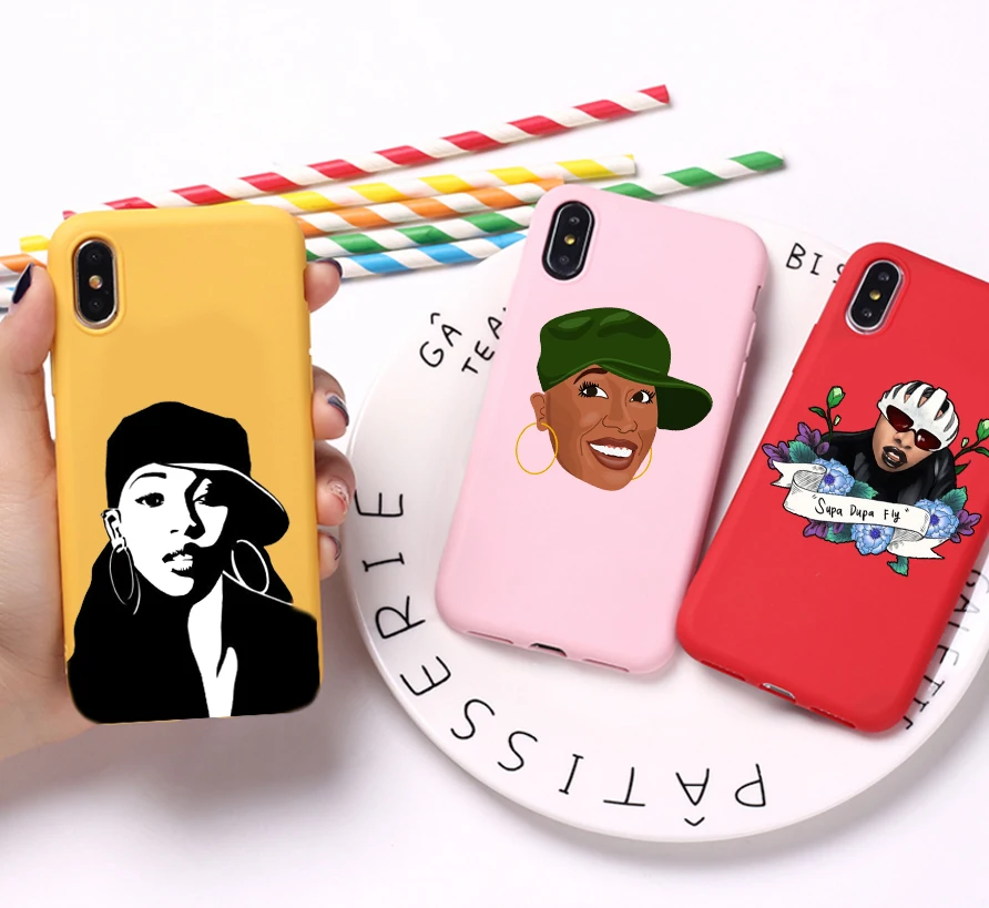 

American singer Missy Elliott Candy Color TPU Case phone For iphoneX 7 8 XS XR XSMAX Pink Red Yellow White Cover