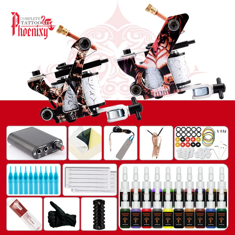 20 colors ink set Полный комплект татуировки 2 машины пистолет 6/10/20 Цвета, набор чернил для татуажа, мини Питание косметика "сделай сам" тела Красота Перманентная Татуировка комплект - Цвет: 20 colors ink set