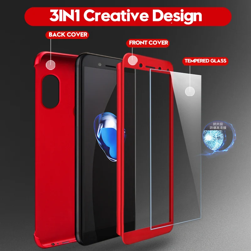 360 Full Body Cover Protective Phone Case+Glass For Xiaomi Redmi Note 10 9S 8T 9 S 8 5 6 7 Pro 8A 7A 9A Mi 9T Mi 9 SE A3 Hard PC 