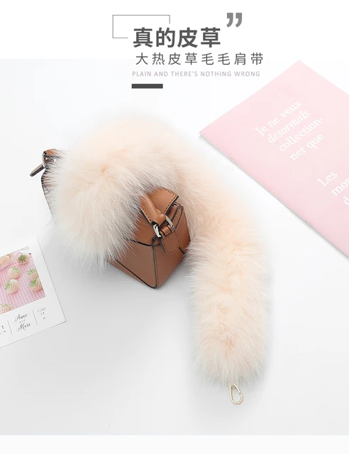 35cm Replacement Bag Strap Genuine Mink Fur Handbag Shoulder Straps Handle  For Women Purse Belts Winter Accessories R43 - AliExpress