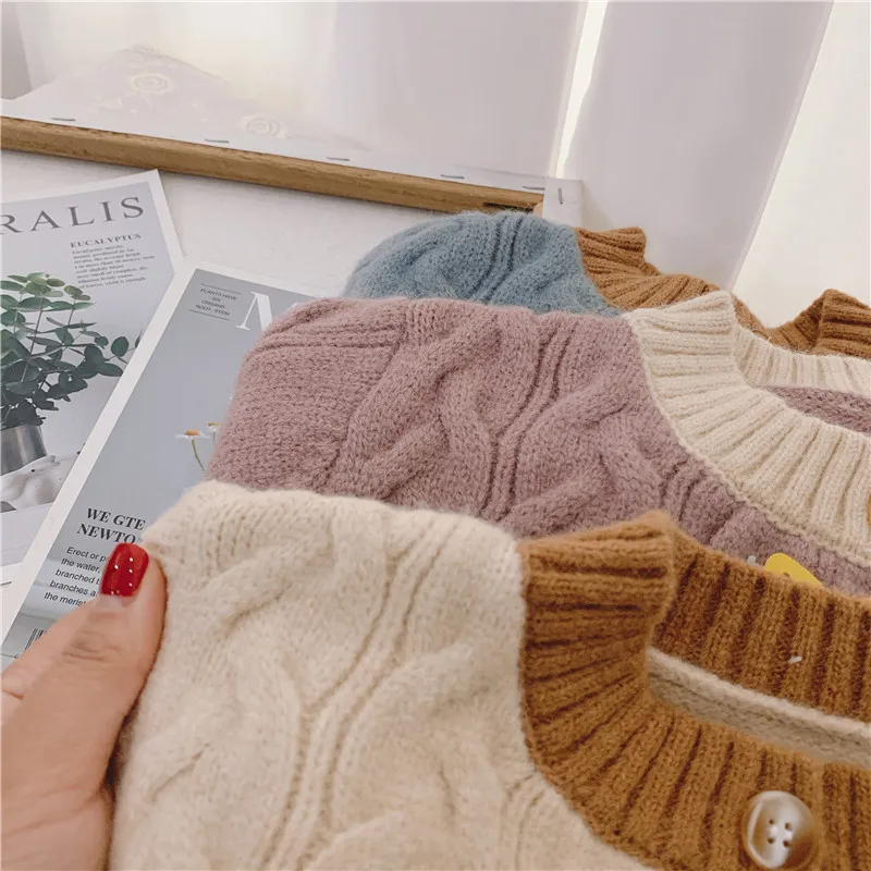 New Cotton Kids Cardigan Boys Girls Children's Knit Cardigan Sweaters Autumn Winter Thicken Kids Knitwear Coats LZ298
