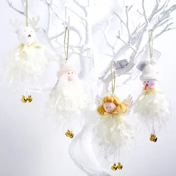 

Xmas Plush Toy Doll Home Cute Decoration Angel Retro Pendant with Small Bell