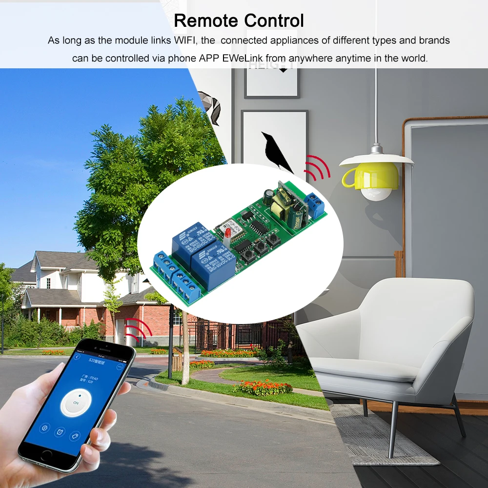 EWeLink умный переключатель универсальный модуль 2CH AC85-250V беспроводной WiFi переключатель таймер приложение голосовое дистанционное управление для Alexa Google Home