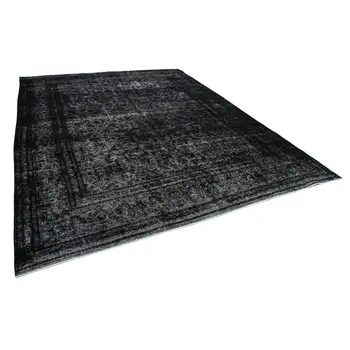 

291x386 Cm Black Handmade Overdyed Large Area Rug-10x13 Ft