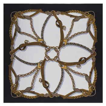 

New Belt Chain 130cm Square Scarf Luxury Brand Scarves For Ladies 100% Twill Silk Scarf Woman Kerchief Shawl Echarpe Tuaban