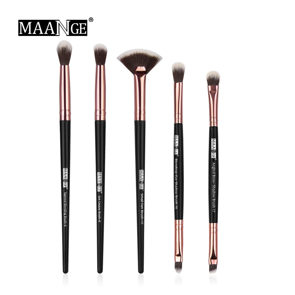 5pcs Black MAANGE Pro 3/5/12 шт./партия, набор кистей для макияжа, тени для век, растушевка, подводка для глаз, кисти для бровей, для макияжа, Новинка - Handle Color: 5pcs Black