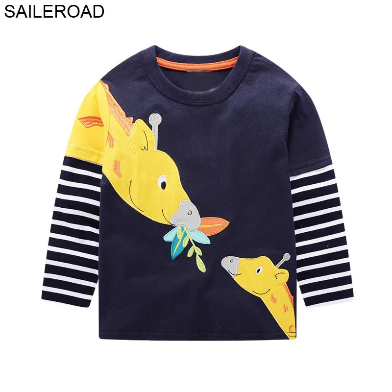 SAILEROAD мультфильм животных новорожденных девочек с длинным рукавом футболки весна осень дети дети топы майки футболки малыша одежда для девочек