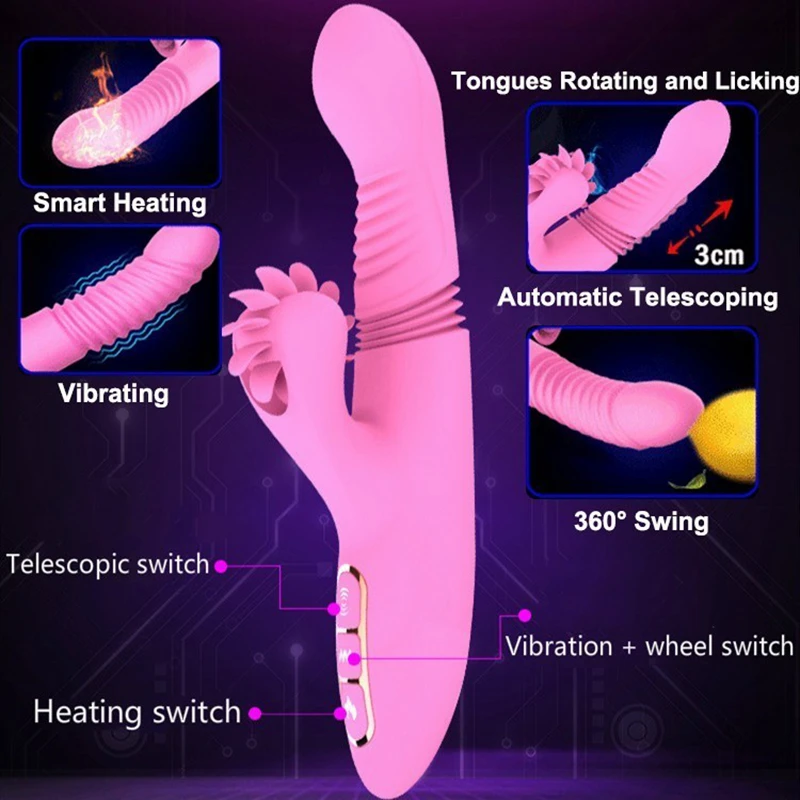 HISO силиконовый вибратор для вращения языка Телескопический качающийся оральный