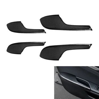 

For 16-21 Civic Car Modification 4pcs/set Car Door Inner Armrest+Handle Cover Trim Frame Carbon Fiber Sticker Accessories