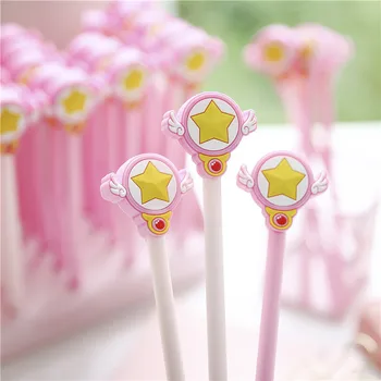 

2pcs Magic Wand Gel Pen Blue Ink 0.5mm Pink Wish Star Stick Witch Gift Roller Ball Pens for Writing Girl Gift School FB963