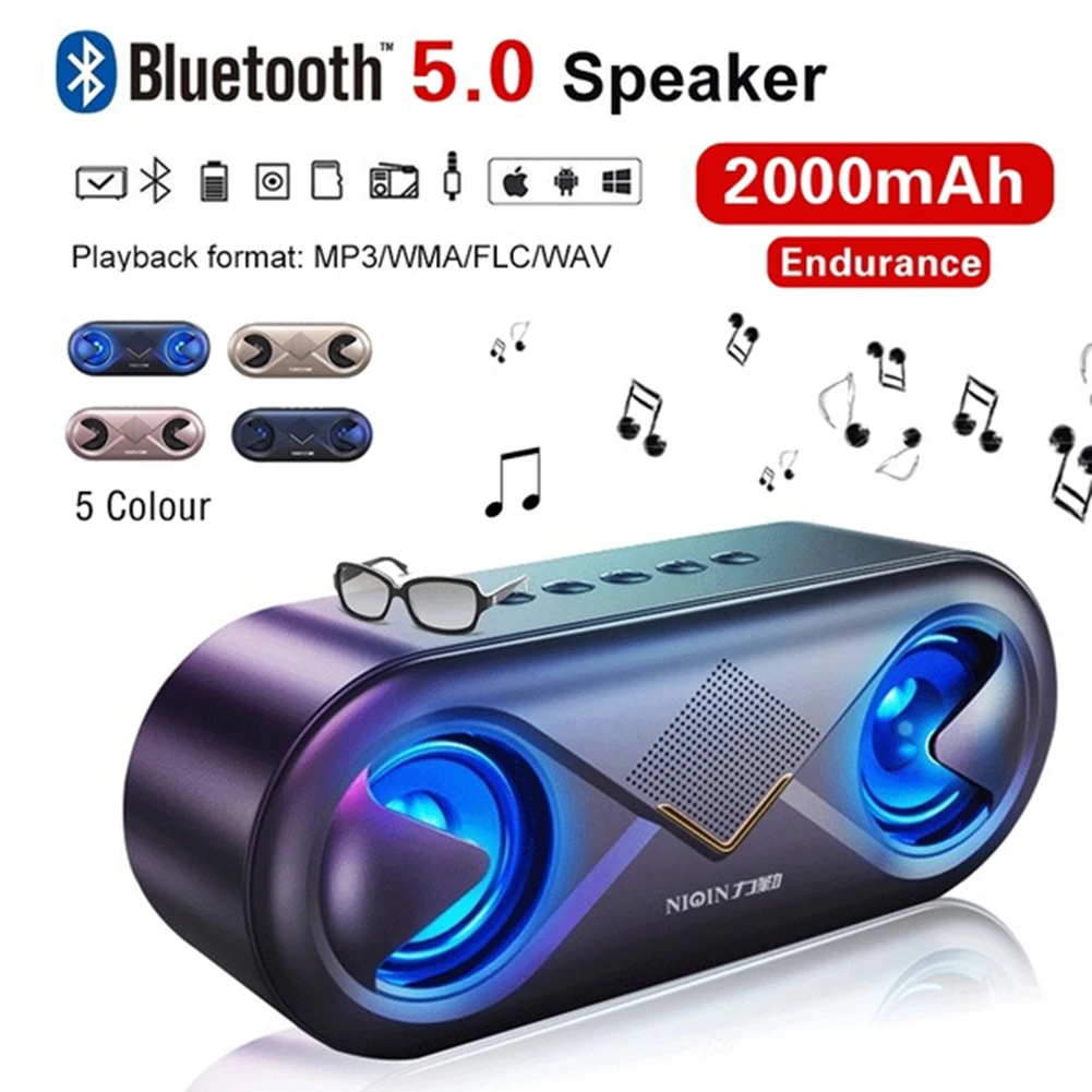 Портативный Bluetooth динамик V5.0 беспроводной супер бас домашний открытый динамик s с хорошим звуковым эффектом и богатым светодиодный мигающий свет