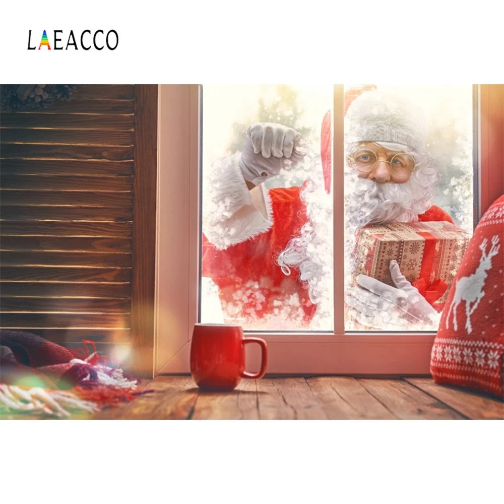 Laeacco рождественские окна Санта Клаус детский домашний декор фотографии фоны индивидуальные фотографические фоны для фотостудии
