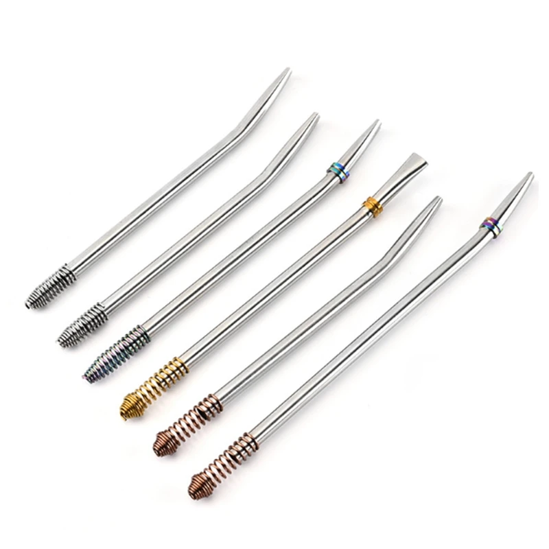 6Pcs Reusable Drinking Straw Stainless Steel Straw Easy Cleaning Milk Tea Coffee Drink Straw Spring Head Straw Convenient Bar