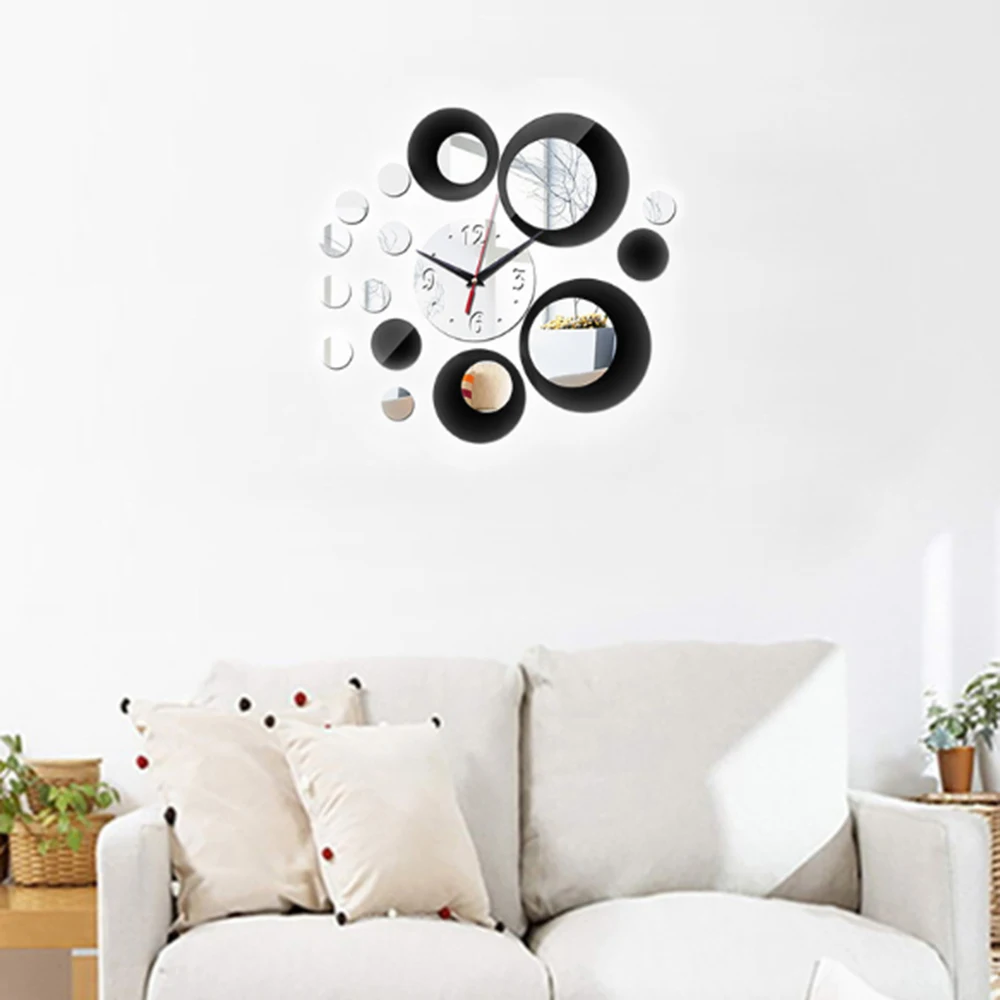 Wall Clock Circle Around 3D Wall Watch Wall Sticker DIY Art  Modern Design Home Decoration Living Room Quartz Brief Design
