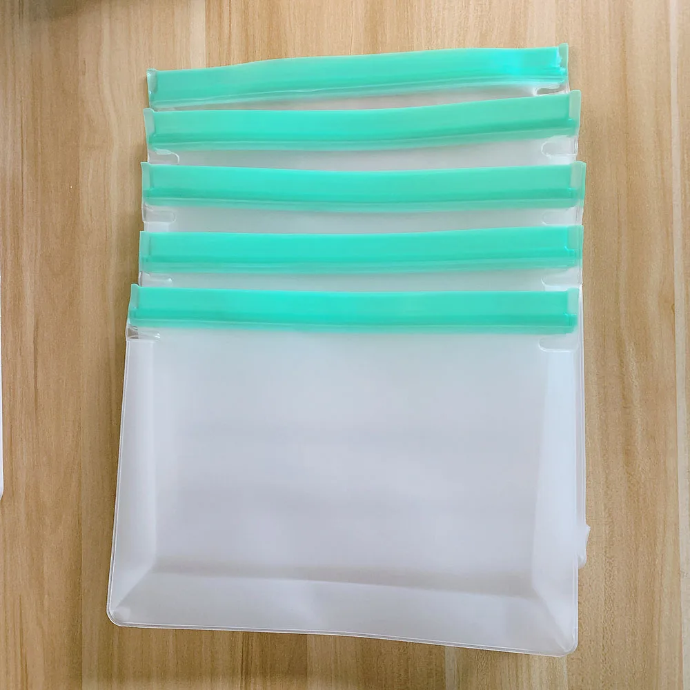 5pcs L Многоразовые силиконовые стоьте вверх мешки для хранения еды уплотнение Ziplock ланч-морозильник сумка для пищевых контейнеров домашняя кухня макияж Органайзер - Цвет: 5pcs L