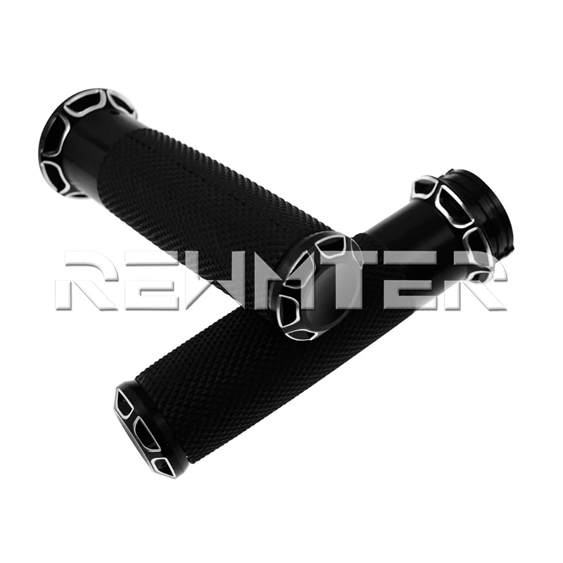 1-25mm-Universal-Handlebar-Grips-Black-Aluminum-CNC-Hand-Grip-For-Harley-Touring-Sportster-Iron-883 (5)